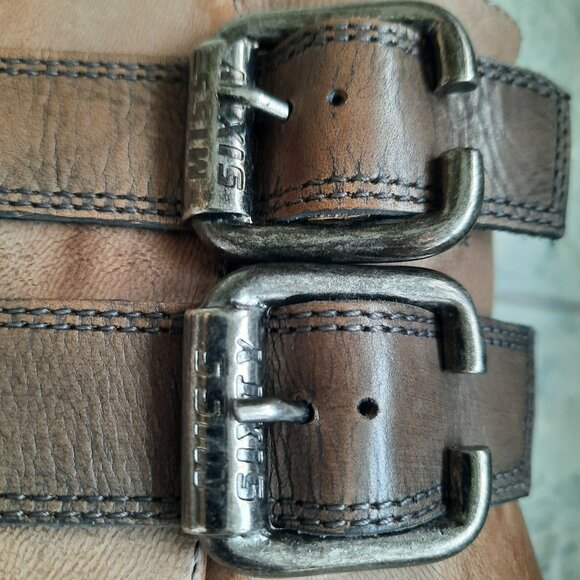 Miss Sixty Ankle Boots Heels 38 Size 7.5 Brown Distressed Leather Studded Buckle - Picture 5 of 9